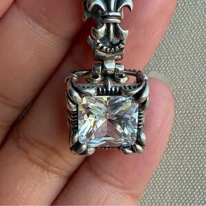 Silpada | Uptown Fleur De Lis Sterling Silver  with Clear Square CZ Pendant 16”